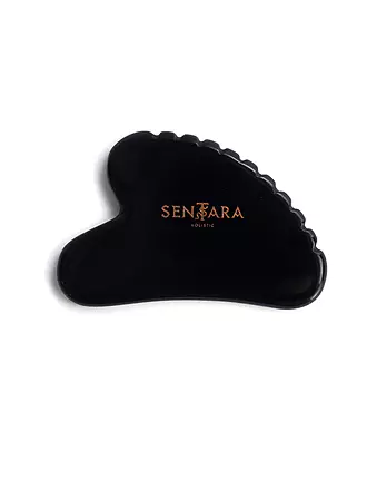 SENTARA | Massagestein - Gua Sha Herz mit Zähnen Schwarz | 